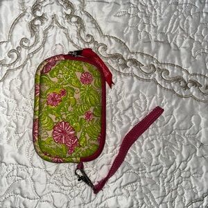 Lilly Pulitzer Pink and Green Floral Wristlet